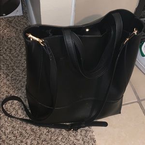 Black Large Tote Crossbody Bag